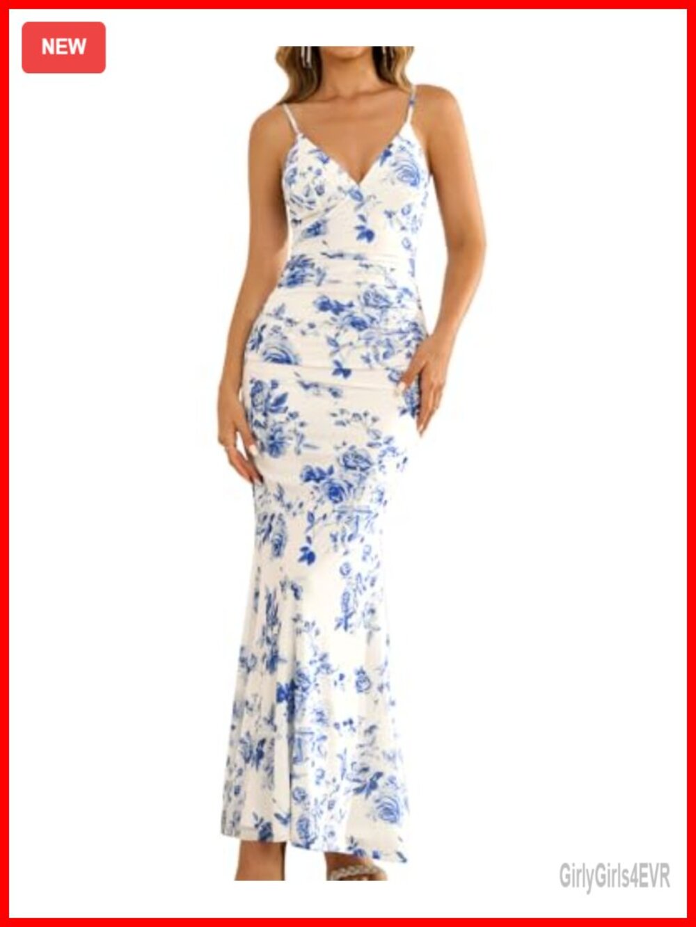 Floral Mermaid Maxi Dress Ruched Bodycon Formal Wedding Guest Cocktail